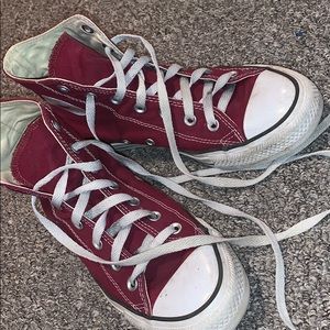 Maroon Converse high top sneakers